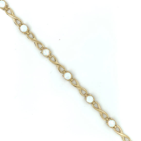 9ct Gold Created Opal Link Bracelet GB404