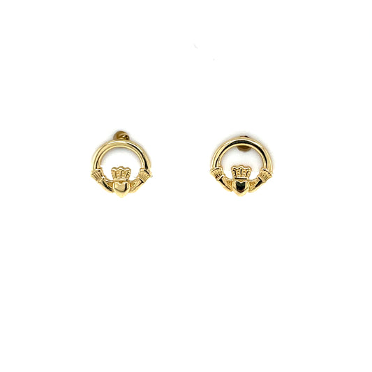 9ct Gold Claddagh Stud Earrings GE1024