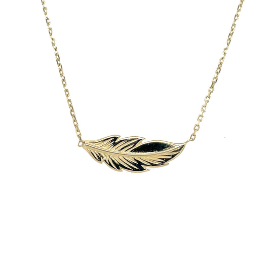 9ct Gold Feather Pendant GP851