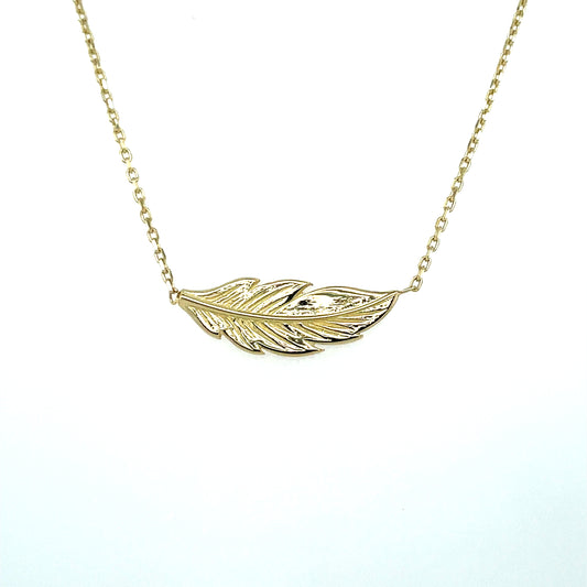 9ct Gold Feather Pendant GP877