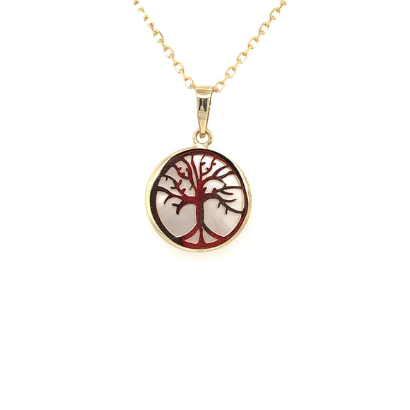 9ct Gold Mother-of-Pearl Tree of Life Pendant GPX174