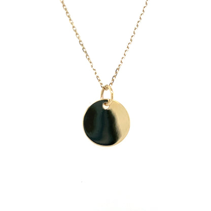 9ct Gold Engravable 10mm Disc Necklace GP866