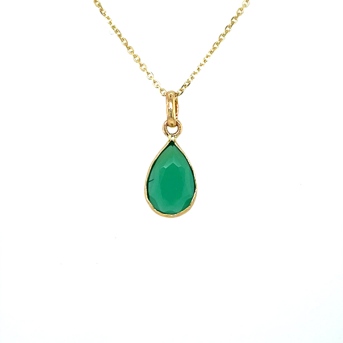 9ct Gold Emerald CZ Teardrop Pendant GPE52