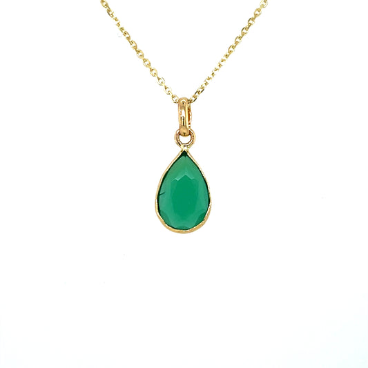 9ct Gold Emerald CZ Teardrop Pendant GPE52