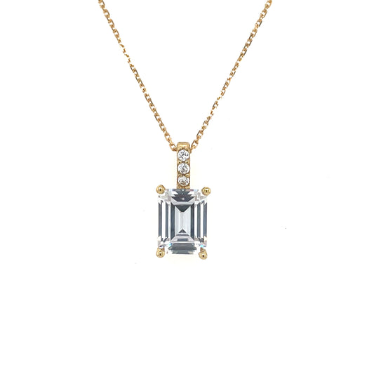 9ct Gold Rectangular CZ Pendant GPZ450