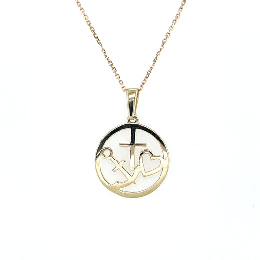 9ct Gold Faith, Hope & Love Pendant GP852