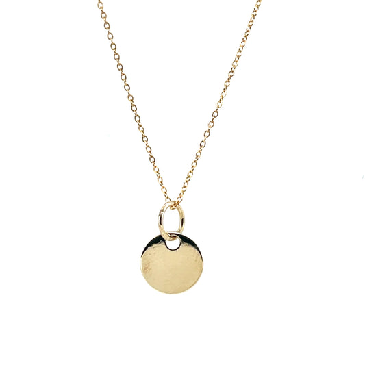9ct Gold Engravable 8mm Disc Necklace GP881