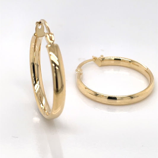 9ct Gold 20mm Wedding Band Hoop Earrings GE978