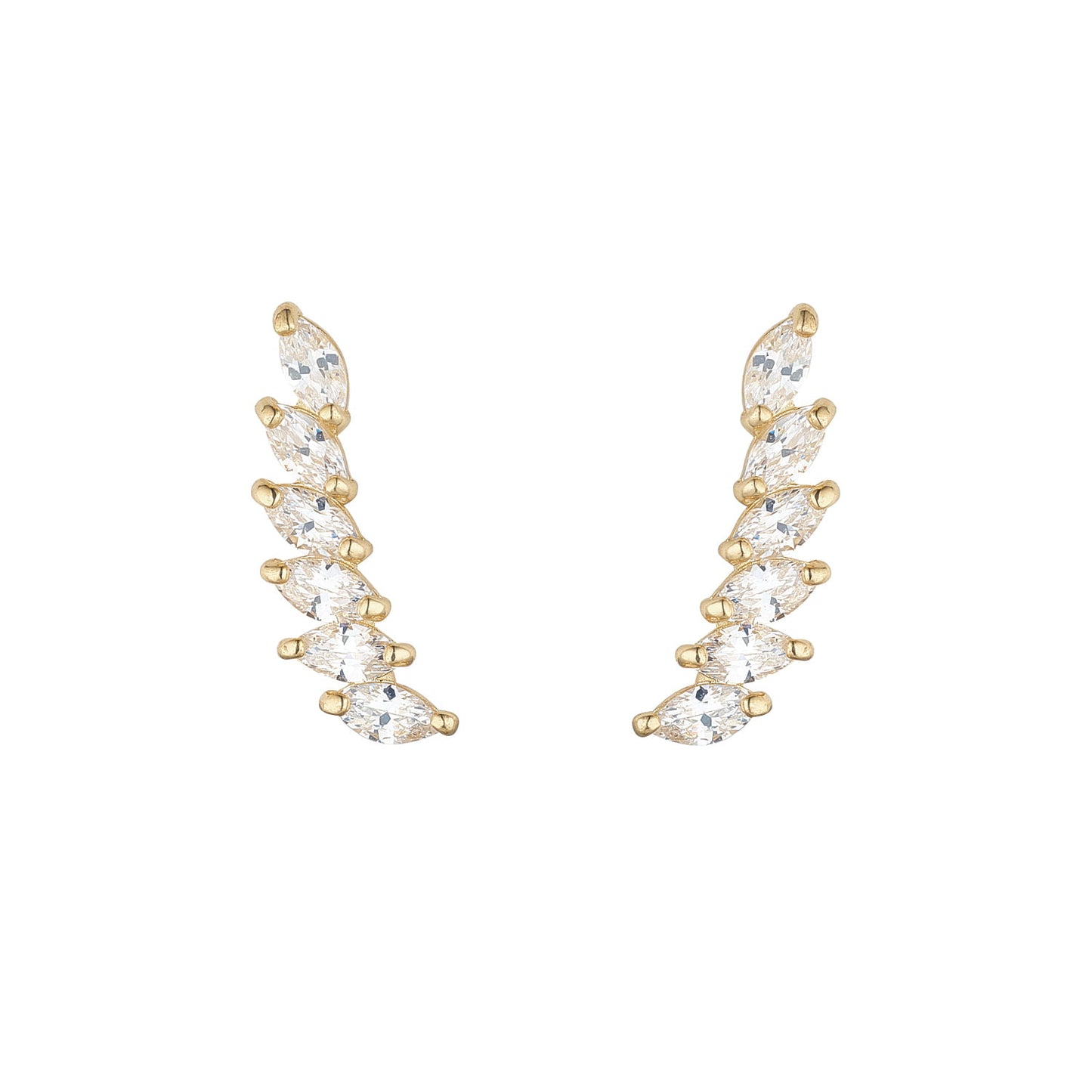 9ct Gold CZ Marquise Climber Earrings GEZ699