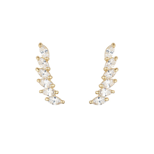 9ct Gold CZ Marquise Climber Earrings GEZ699