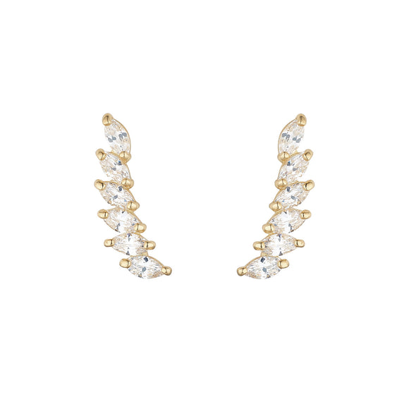 9ct Gold CZ Marquise Climber Earrings GEZ699