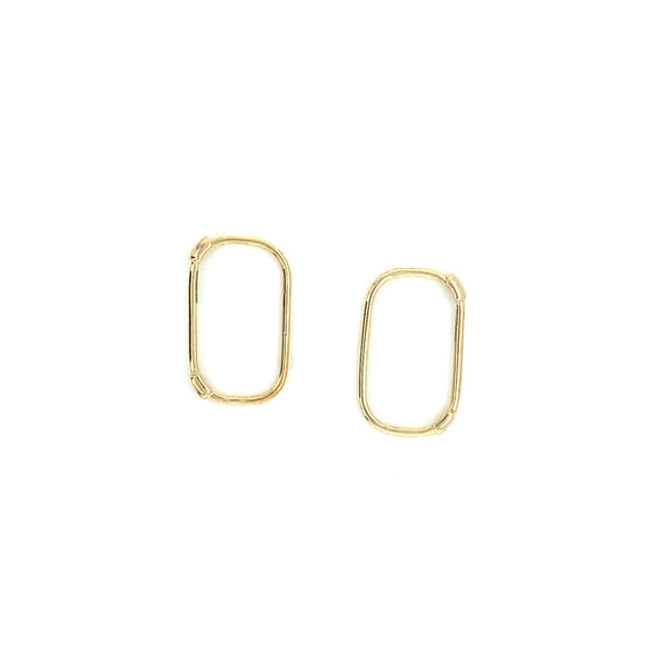 9ct Gold Oblong Huggie Hoop Earrings GE858