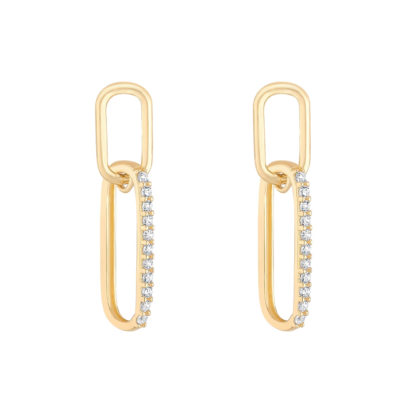 9ct Gold CZ Link Drop Earrings