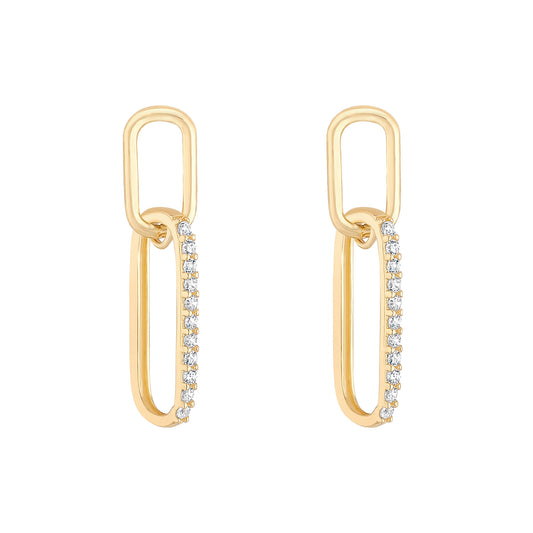 9ct Gold CZ Link Drop Earrings