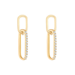 9ct Gold CZ Link Drop Earrings