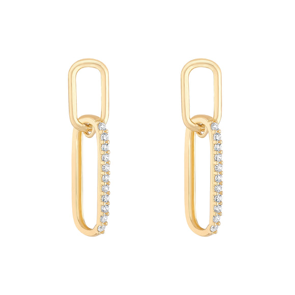9ct Gold CZ Link Drop Earrings
