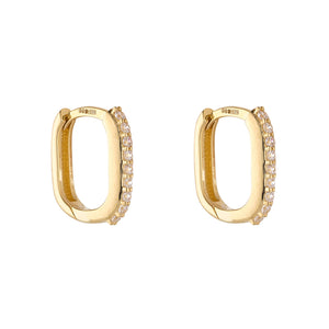 9ct Gold Oblong CZ Huggie Hoop Earrings