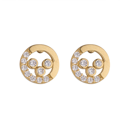 9ct Gold CZ Circle Earrings GEZ698