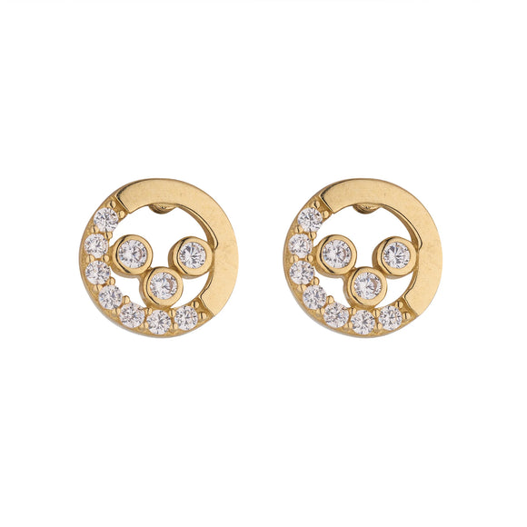 9ct Gold CZ Circle Earrings GEZ698