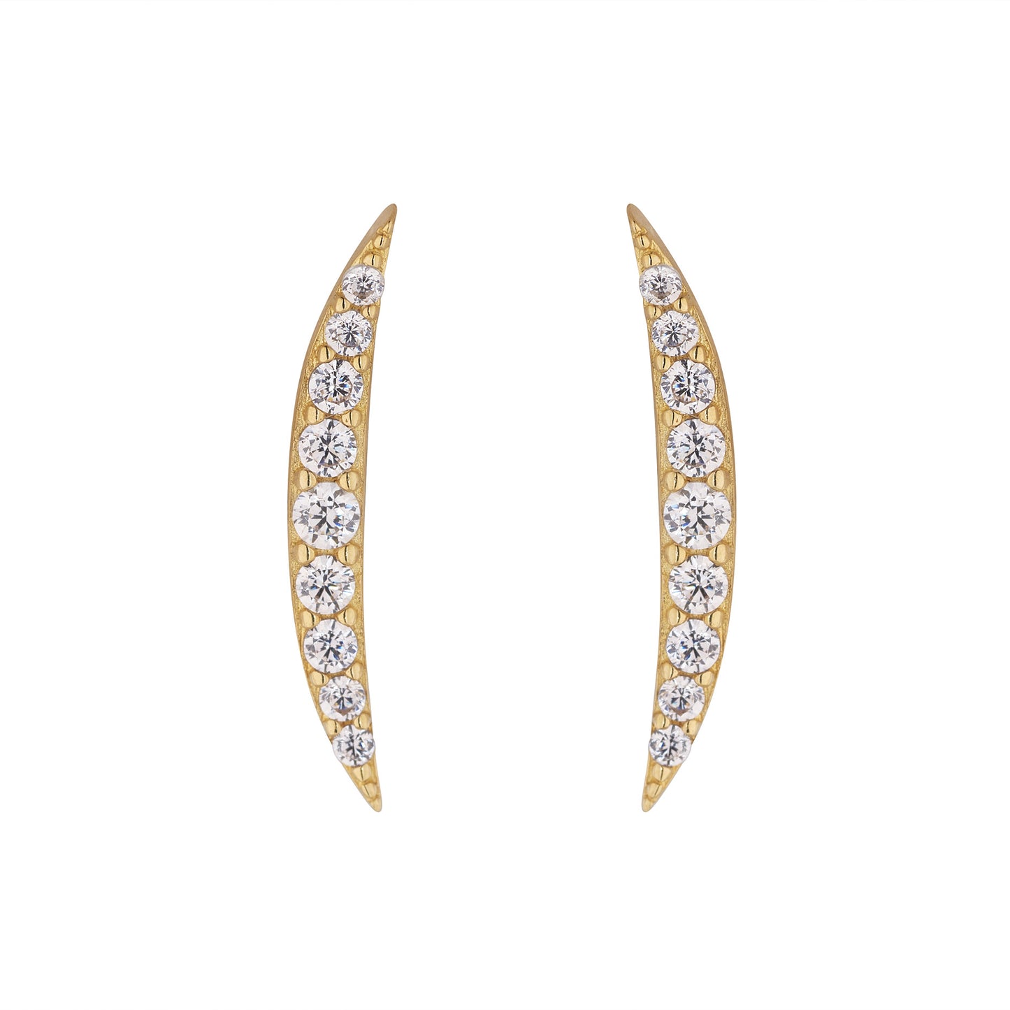 9ct Gold CZ Curved Bar Earrings GEZ700