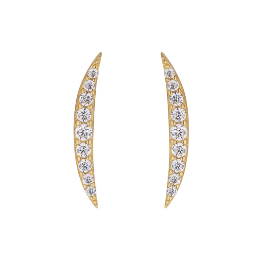 9ct Gold CZ Curved Bar Earrings GEZ700