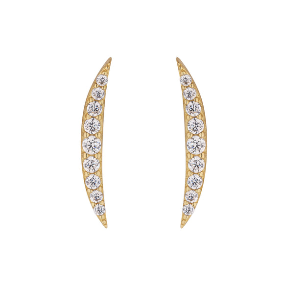 9ct Gold CZ Curved Bar Earrings GEZ700