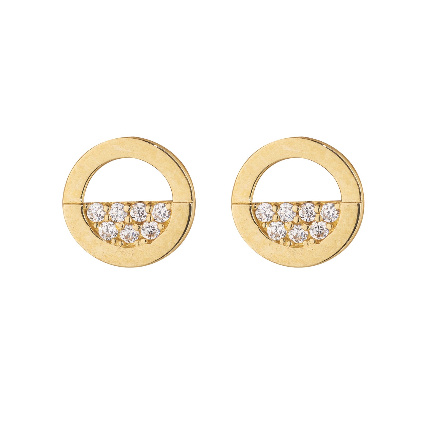 9ct Gold CZ Circle Earrings GEZ714