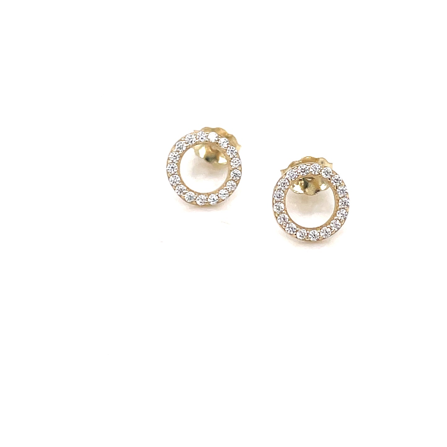 9ct Gold CZ Circle Stud Earrings GEZ723