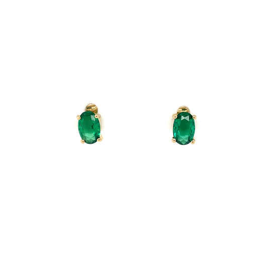 9ct Gold Green Oval Birthstone Stud Earrings GEE70