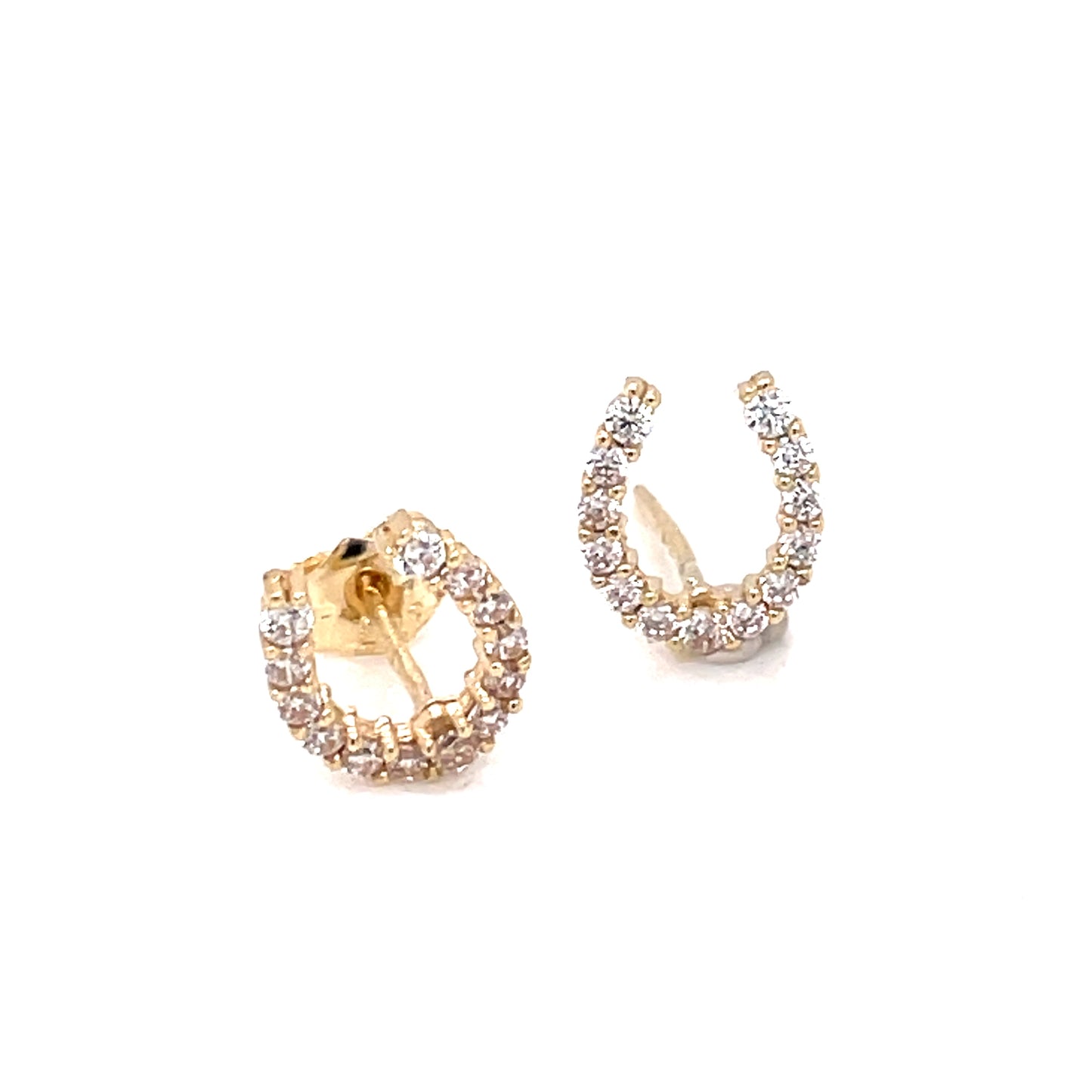 9ct Gold CZ Horseshoe Stud Earrings GEZ722