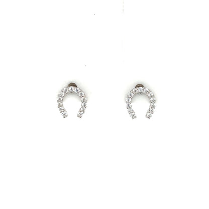 9ct White Gold CZ Horseshoe Stud Earrings WEZ072