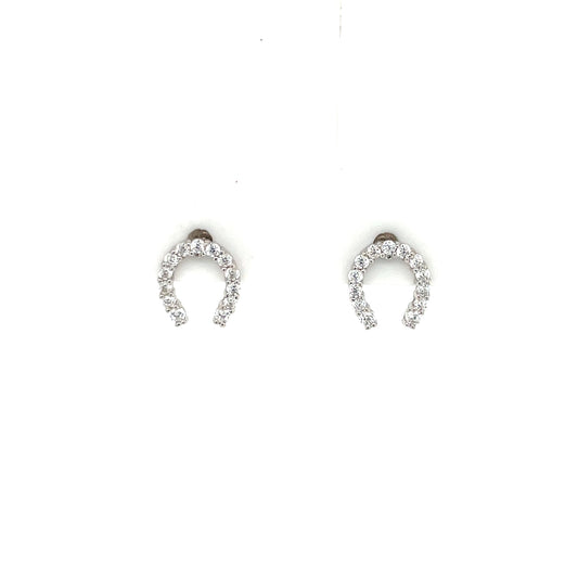 9ct White Gold CZ Horseshoe Stud Earrings WEZ072
