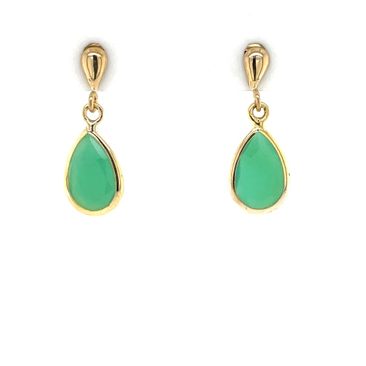 9ct Gold Emerald CZ Teardrop Earrings GEE78