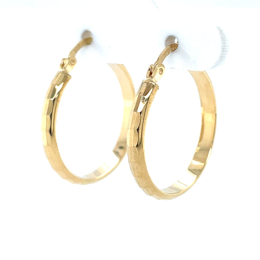 9ct Gold 20mm Patterned Hoop Earrings GE1095