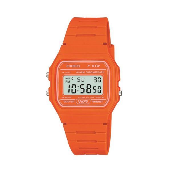 Casio Orange Vintage Digital Watch F-91WC-4A2EF