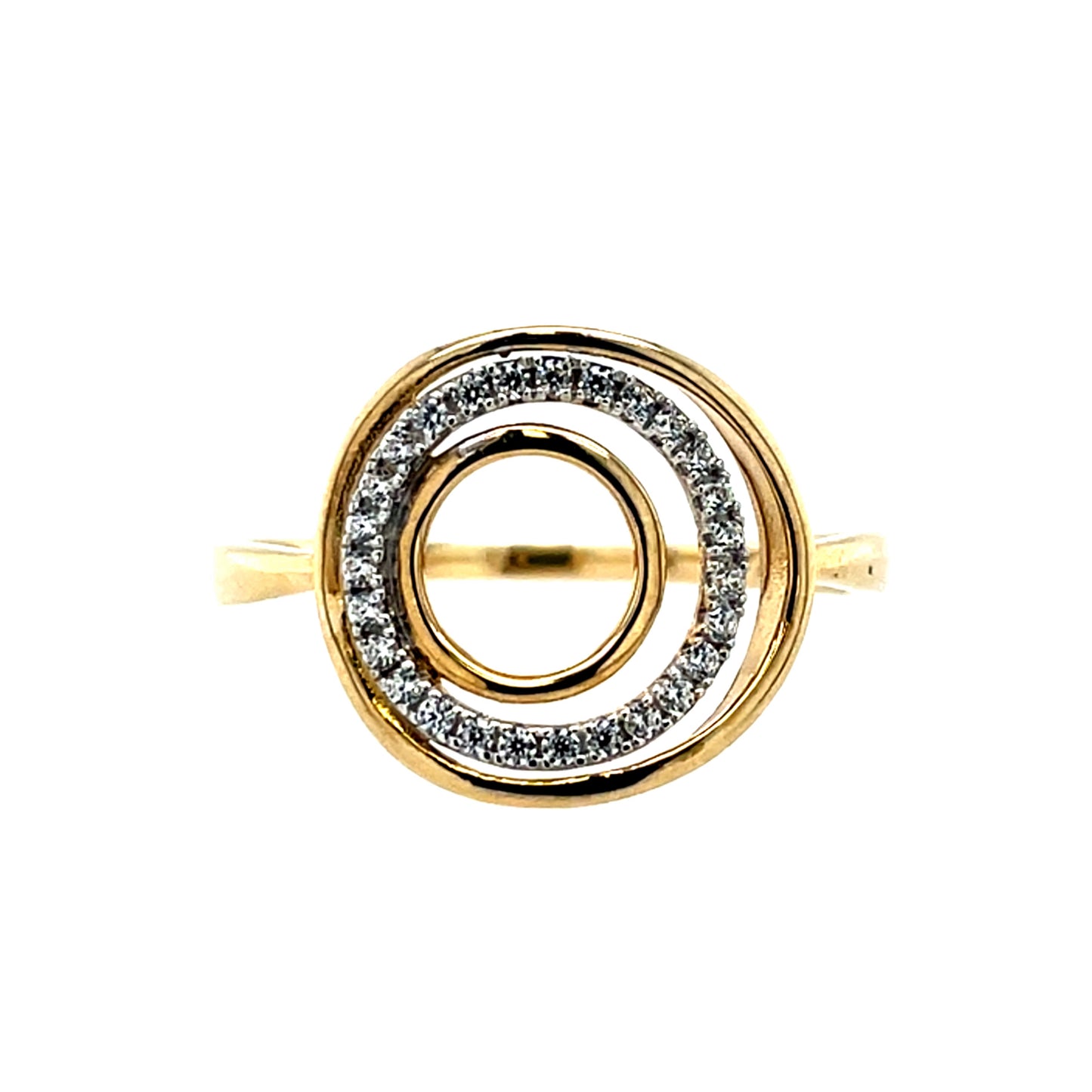 9ct Gold CZ Circles Ring GRZ325