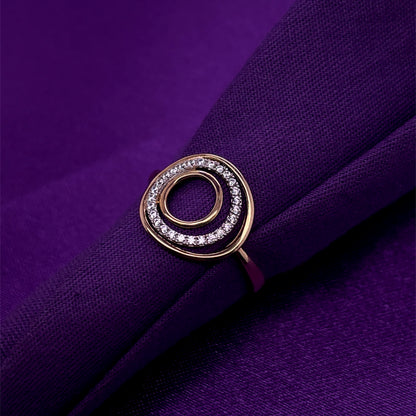 9ct Gold CZ Circles Ring GRZ325
