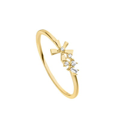 9ct Gold CZ Ring Fleur GRZ343