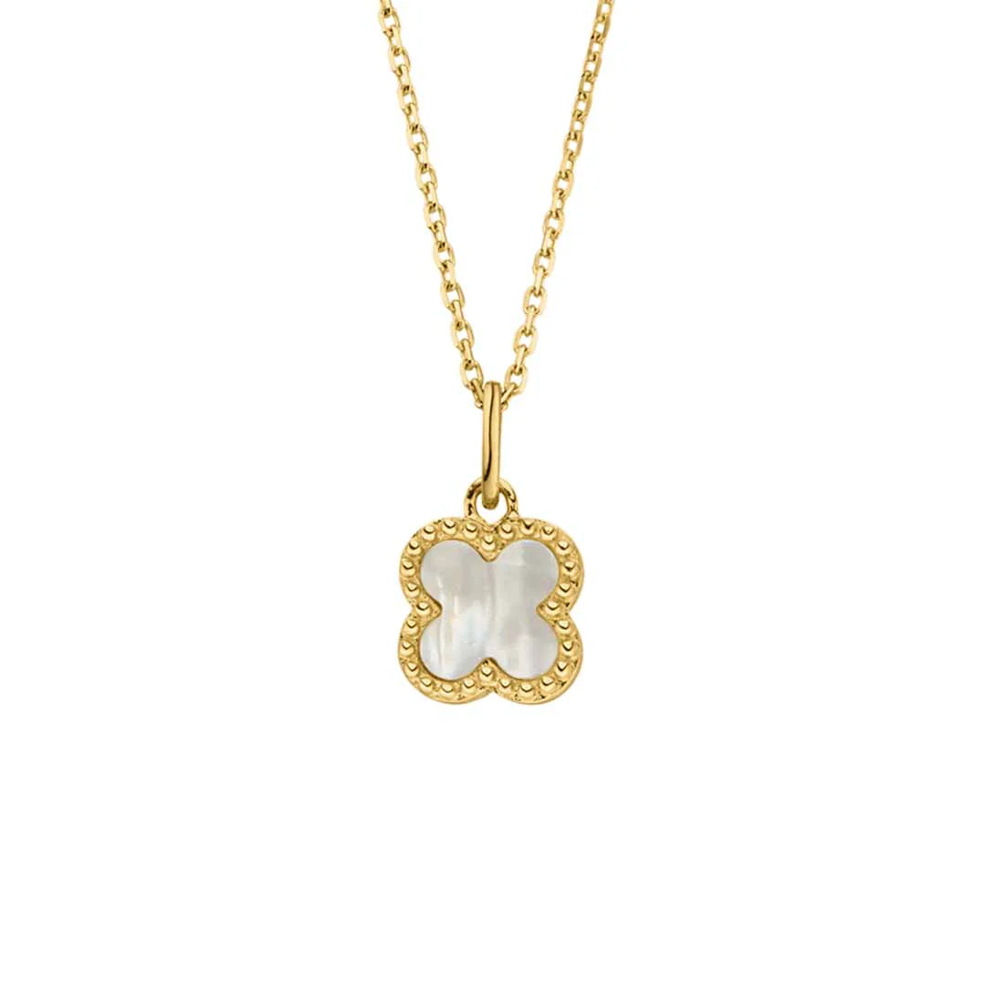 9ct Gold Quatrefoil Mother of Pearl Necklace GPX182