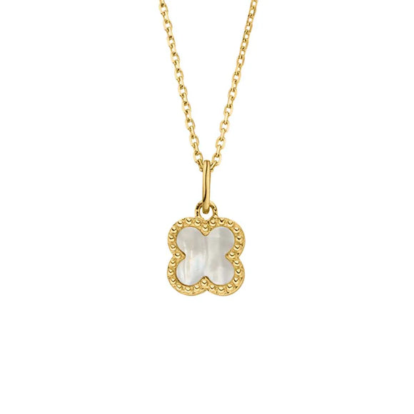 9ct Gold Quatrefoil Mother of Pearl Necklace GPX182