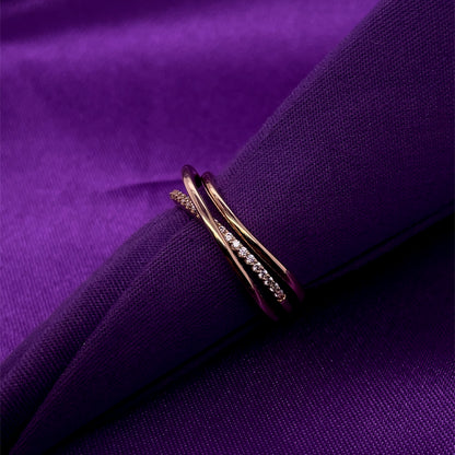 9ct Gold CZ Crossover Band Ring GRZ308