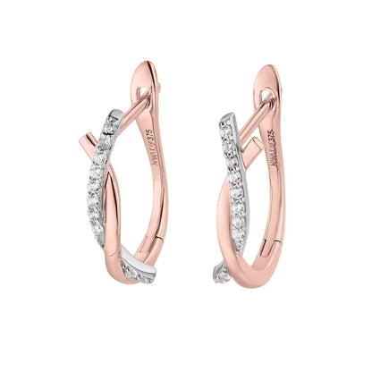 9ct Rose Gold CZ Huggie Earrings Fidele Rose GEZ721