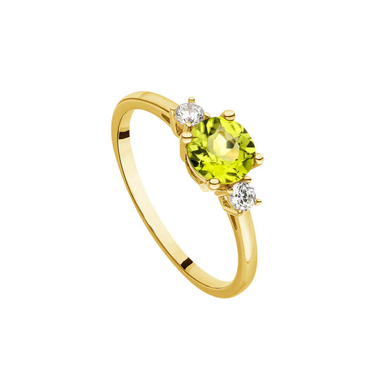 9ct Gold Peridot & CZ Ring GRX283