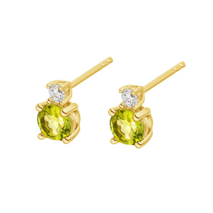 9ct Gold Peridot & CZ Stud Earrings GEX160