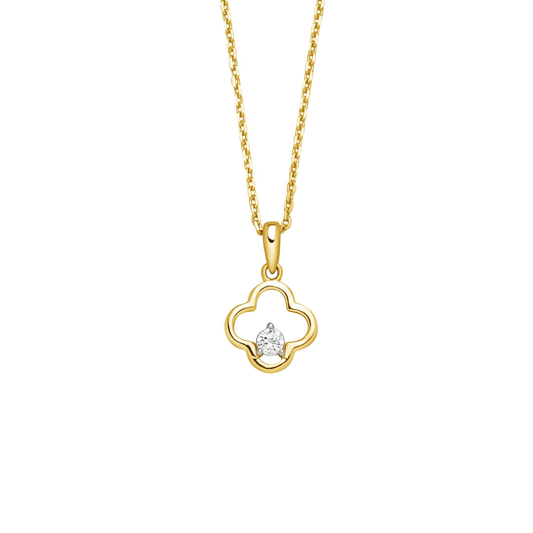 9ct Gold CZ Clover Pendant GPZ413