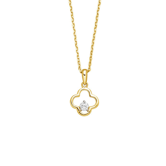 9ct Gold CZ Clover Pendant GPZ413