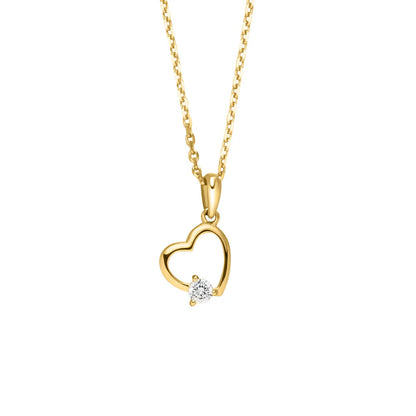 9ct Gold CZ Heart Pendant GPZ460
