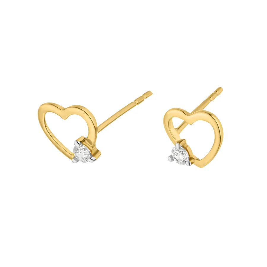 9ct Gold Heart CZ Stud Earrings GEZ772
