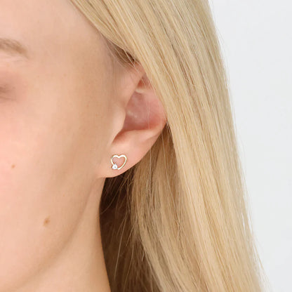 9ct Gold Heart CZ Stud Earrings GEZ772