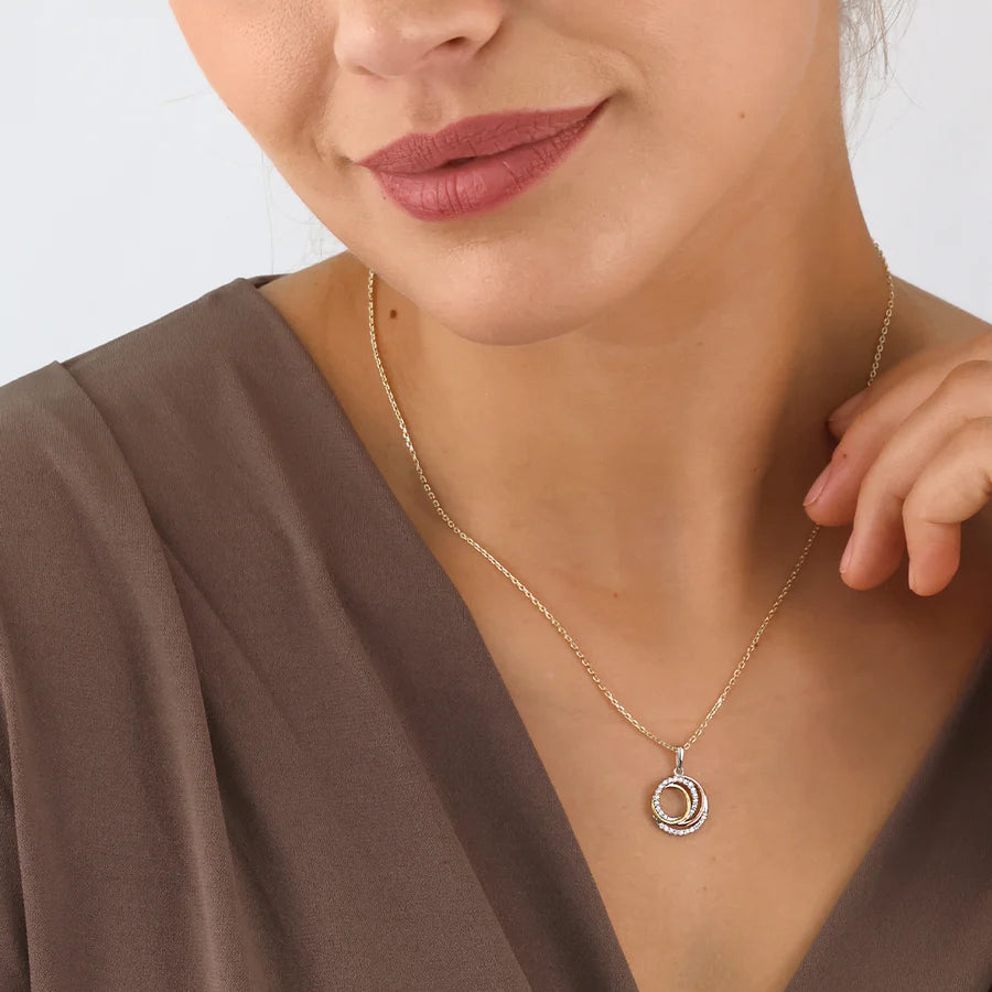 9ct Gold CZ Elora Three Colour Necklet GPZ458